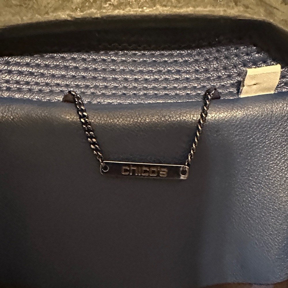 Chico's Blue Faux Leather Jacket - Picture 3 of 12